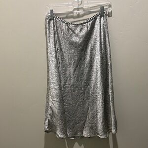 Sienna Sky Metallic Silver Midi Skirt